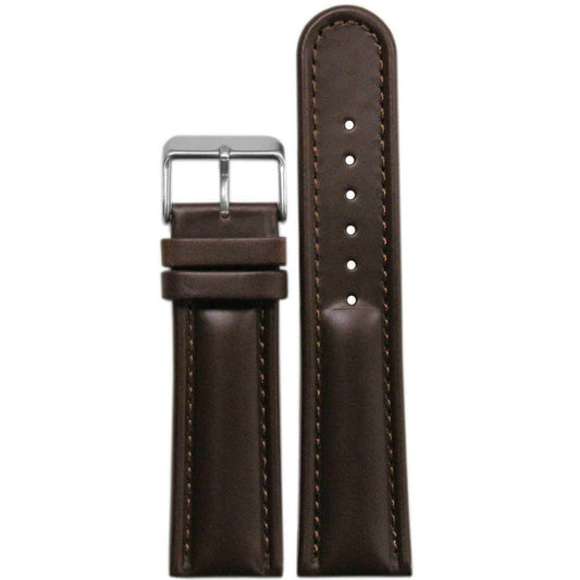 Quick Release | Padded Saddle Leather Watch Band | Dark Brown | Match Stitch