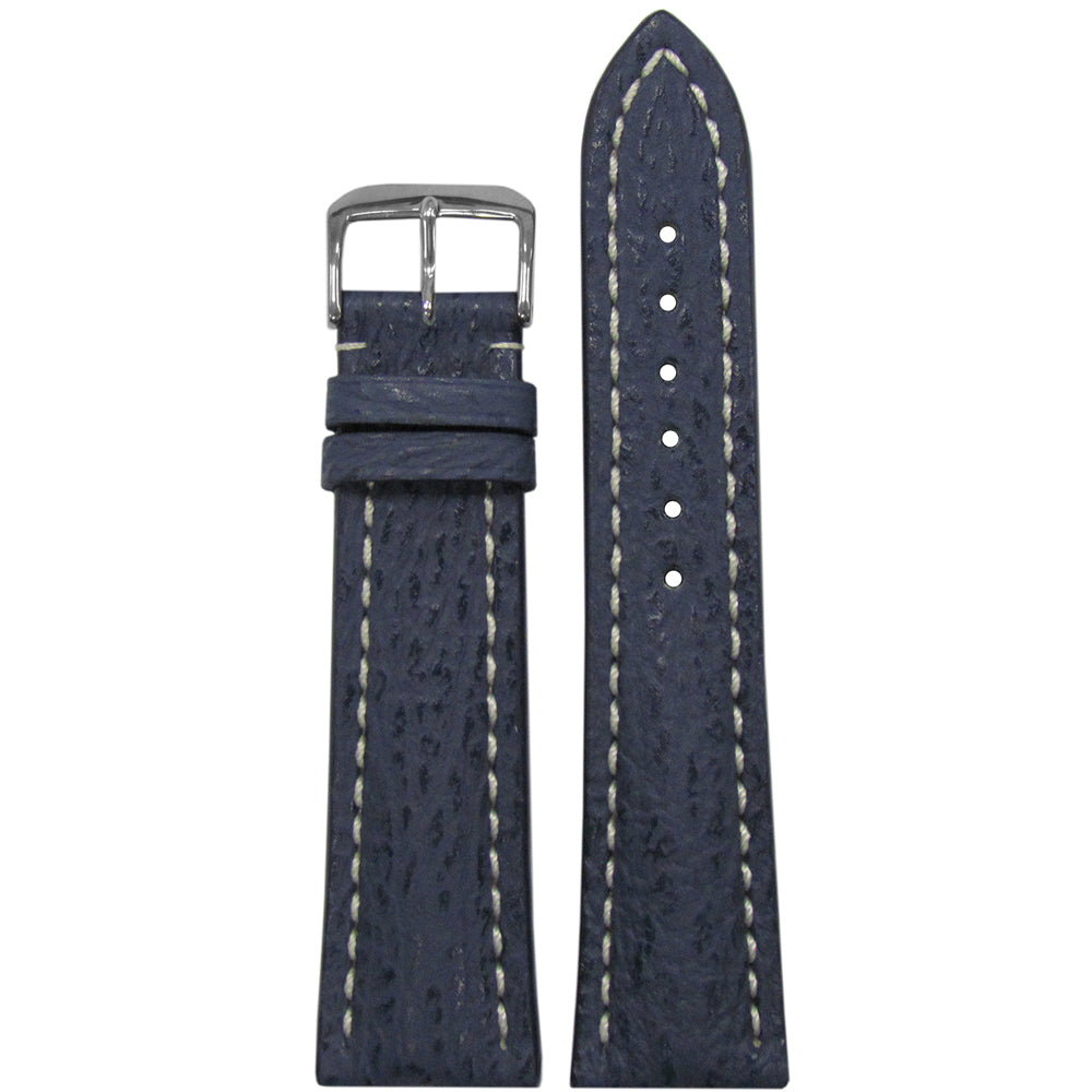 Shark Skin Watch Band | Ocean Blue | White Stitch | For Breitling