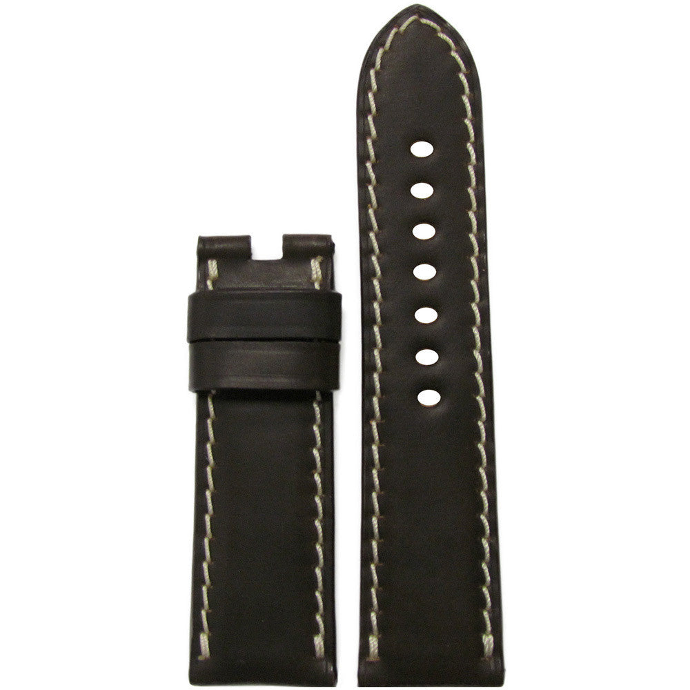 Shell Cordovan Leather Watch Band | Mocha | White Stitch | For Panerai Deploy