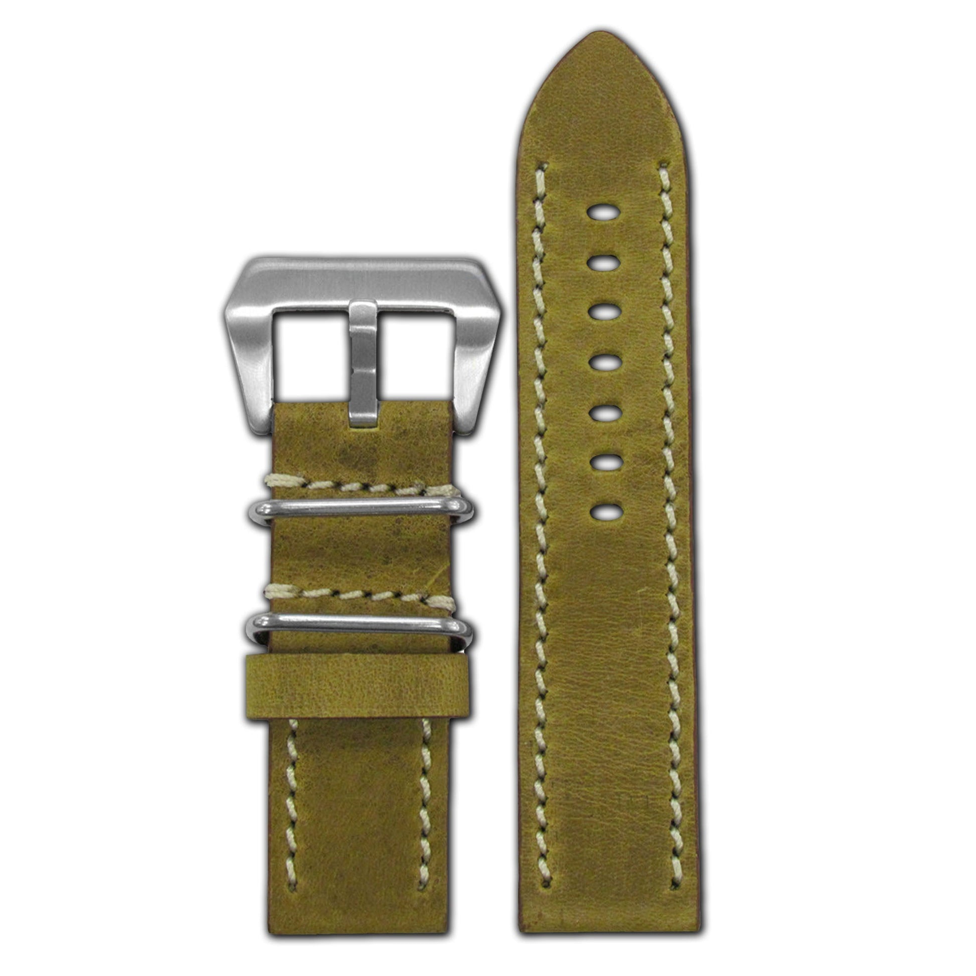 Vintage Leather Watch Band | "Skytrooper" | Honey | Off-White Stitch