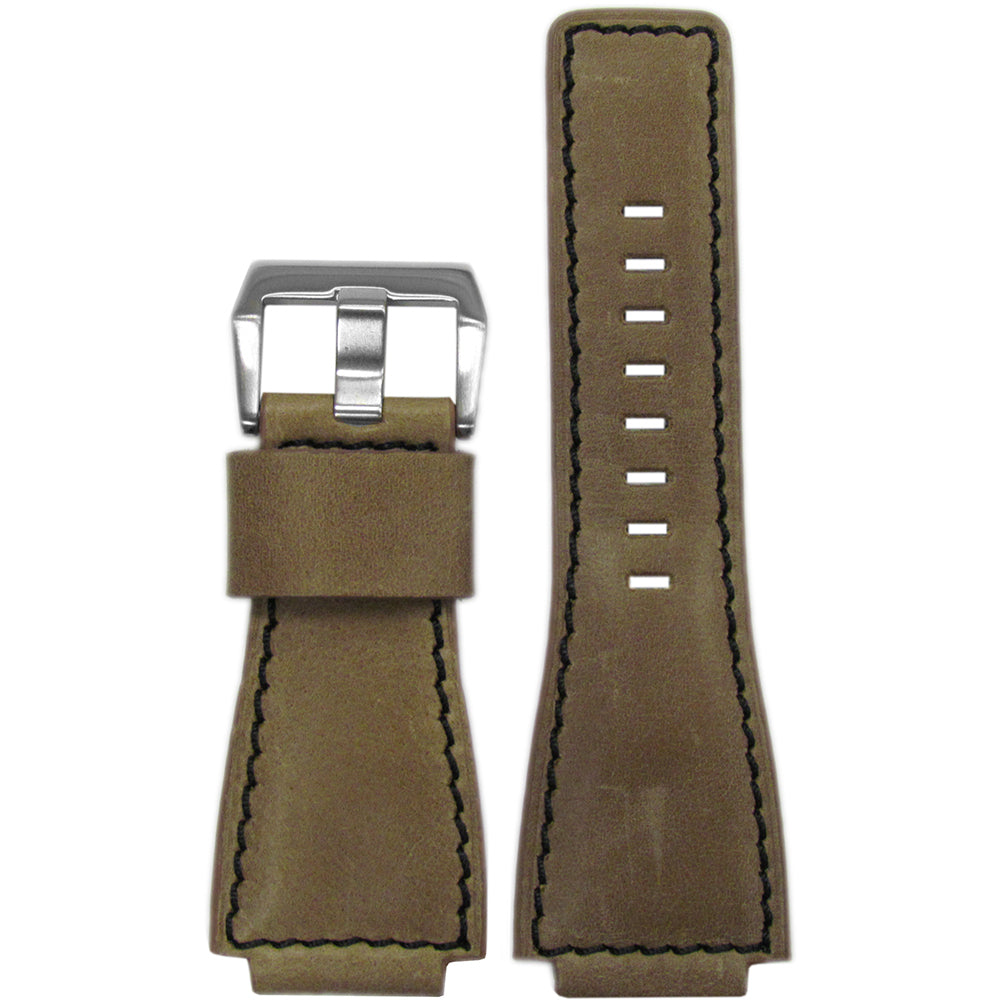 Vintage Leather Watch Band | Natural | Black Stitching | For Bell & Ross