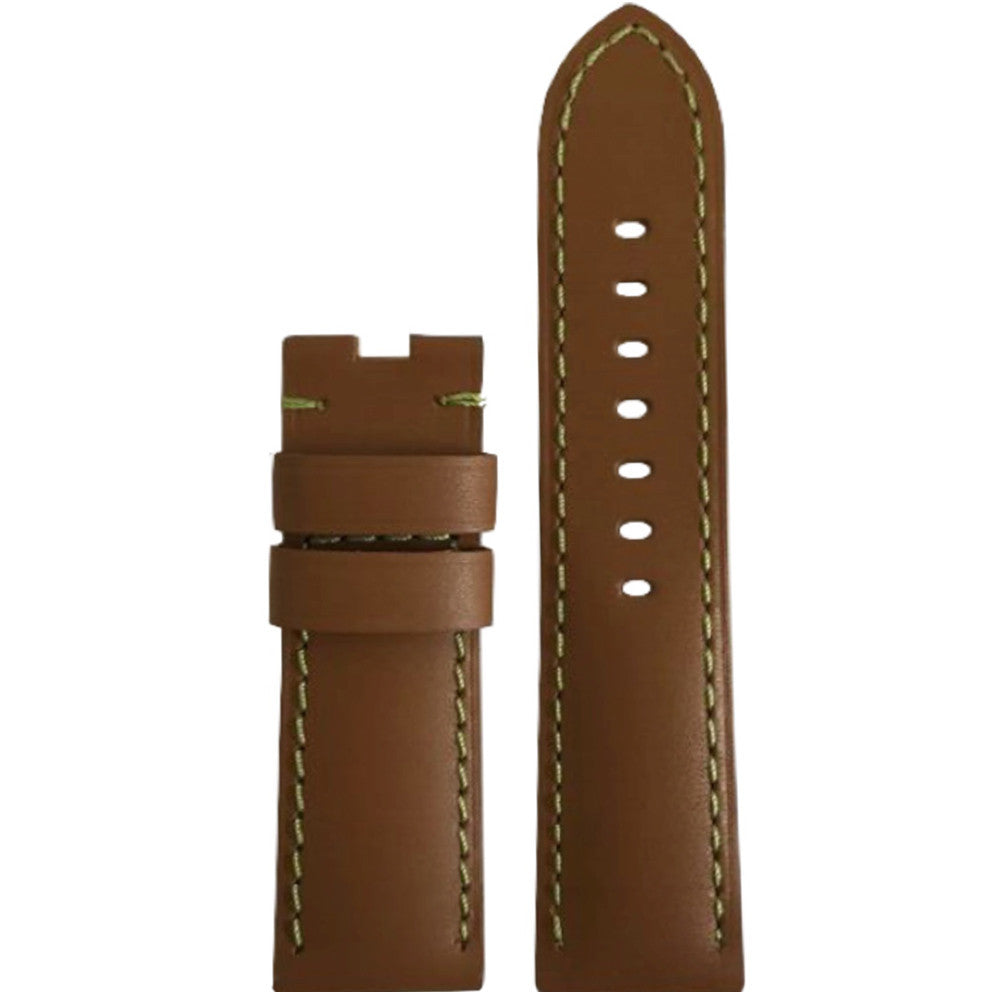 Soft Calf Leather Watch Band | Tan | Colored Stitch | for Panerai Deploy