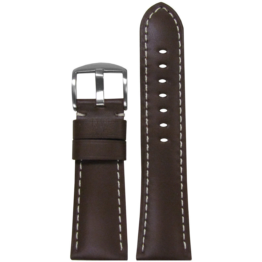 Soft Calf Leather Watch Band | Brown | White Stitch | for Panerai Radiomir