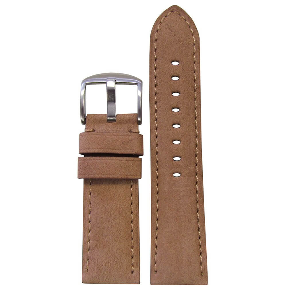 Soft Calf Leather Watch Band | Padded | Beige | Match Stitch