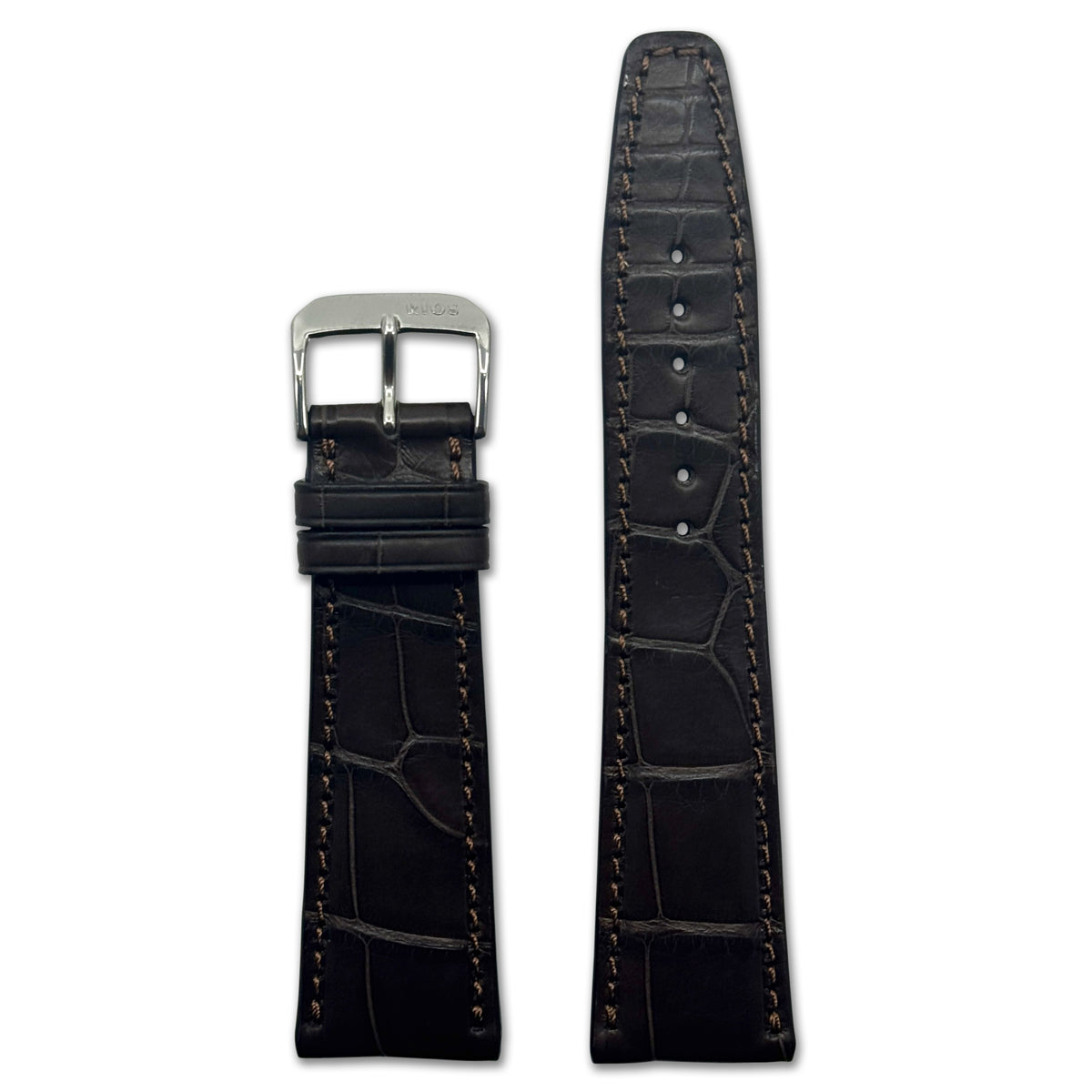 Genuine Alligator Watch Band, Spitfire IWC-Style Aviator - Mocha