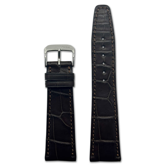 Genuine Alligator Watch Band, Spitfire IWC-Style Aviator - Mocha