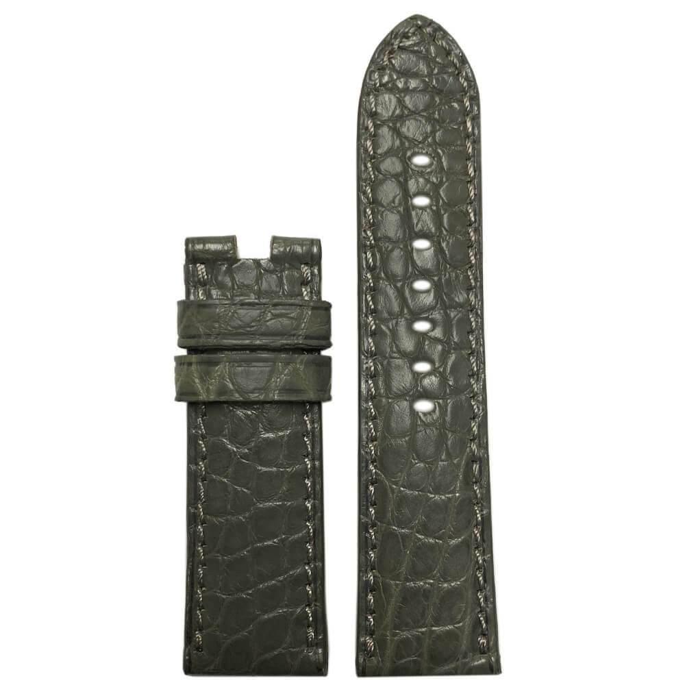 Stone Grey Louisiana Alligator Watch Band | Flank Cut | Match Stitch | For Panerai Deploy