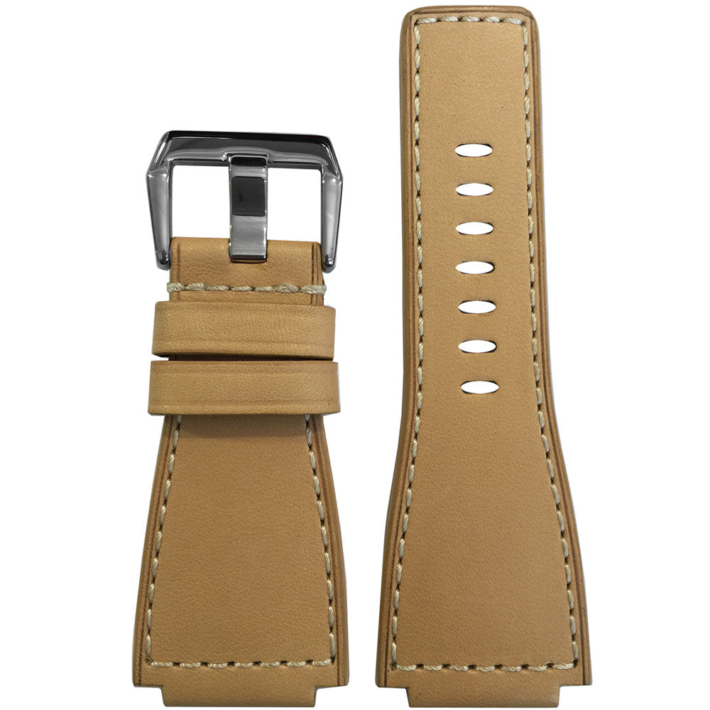 Tanned Leather Watch Band | Creme | White Stitch | For Bell & Ross