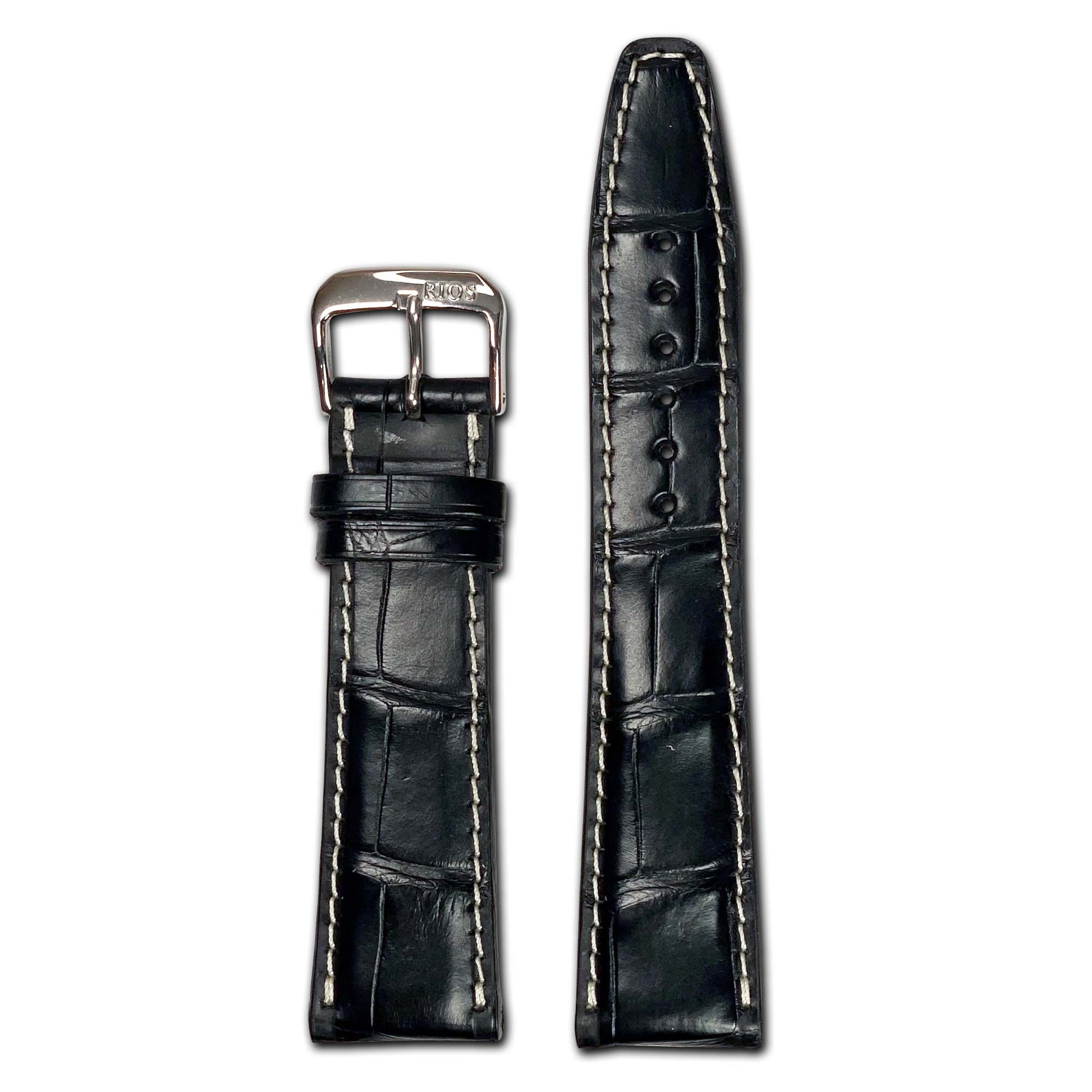 Genuine Alligator Watch Band | Thunderbird | IWC Style | Black