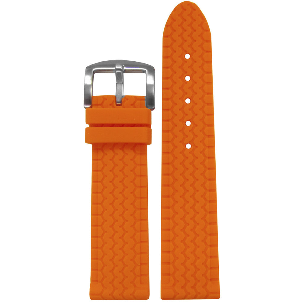 Tire Track Waterproof Rubber Watch Band | Orange