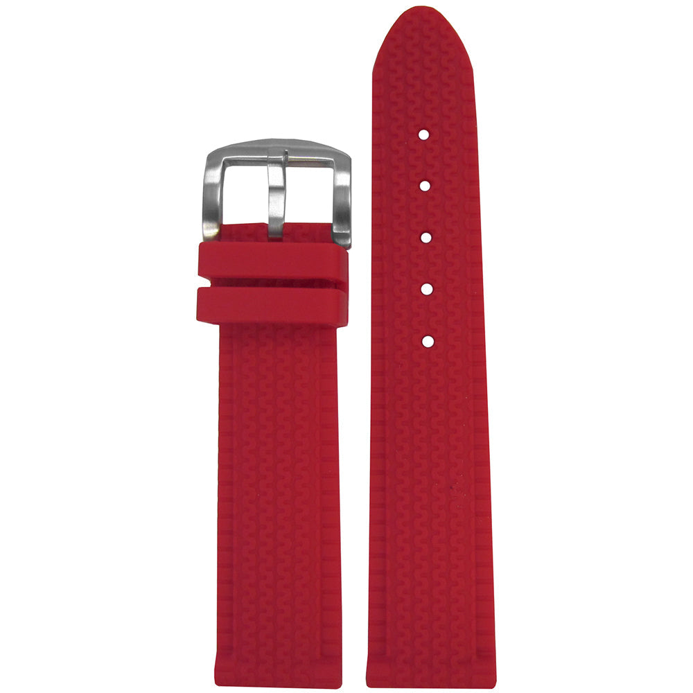 Tire Track Waterproof Rubber Watch Band | Red