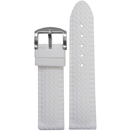 Tire Track Waterproof Rubber Watch Band | White
