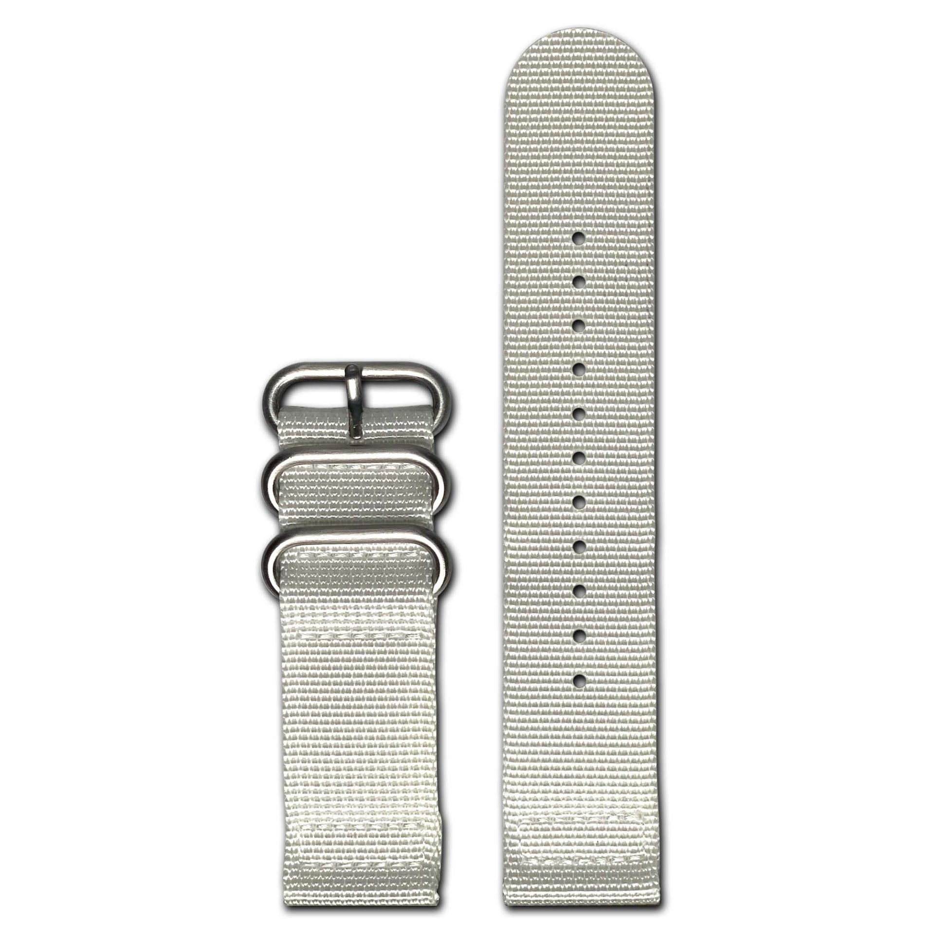 Ballistic Nylon Watch Band | Two-Piece | White | Brushed Hardware