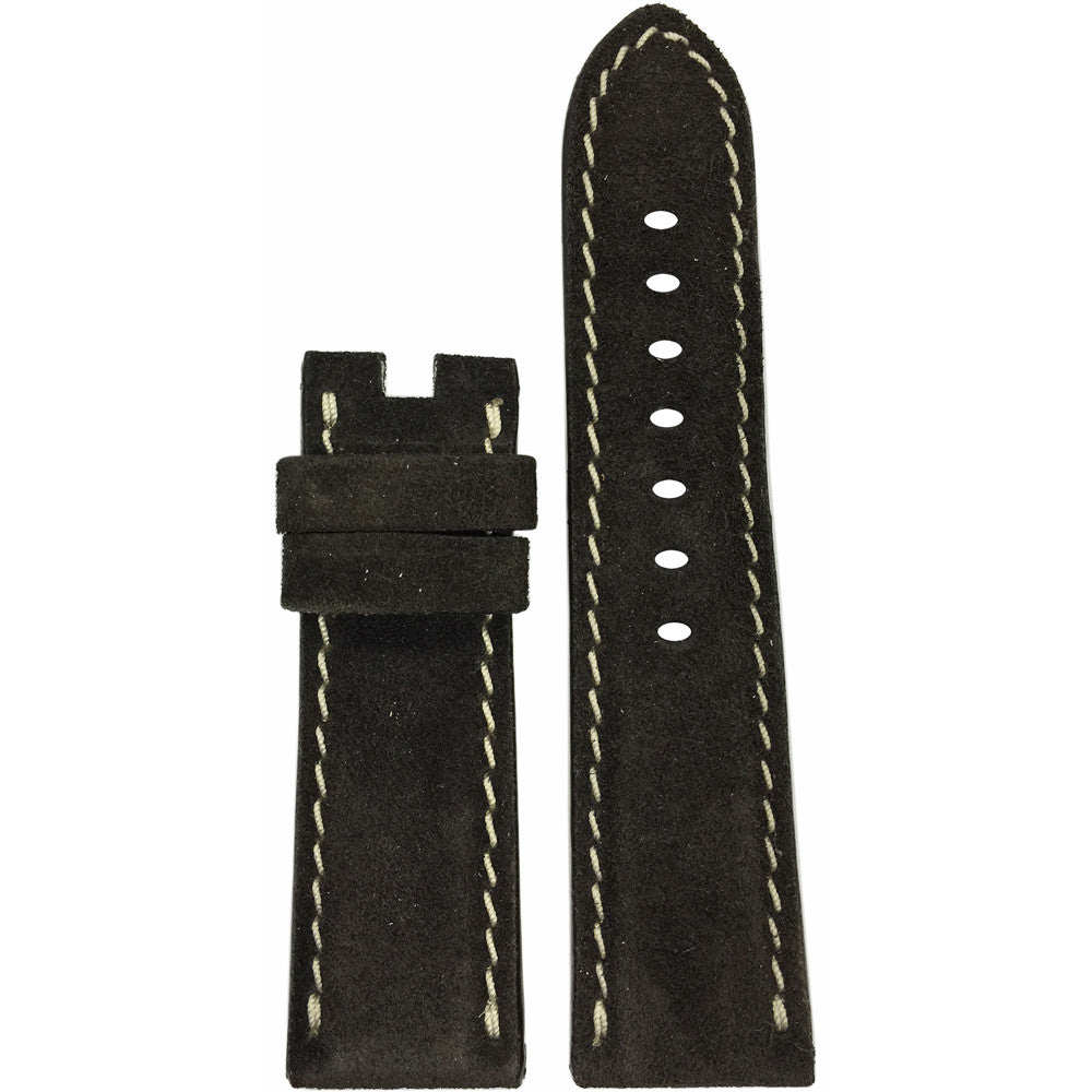 Velours Watch Band | Mocha | White Stitch | For Panerai Deploy