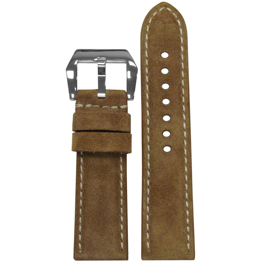 Velours Watch Band | Khaki | White Stitch | For Panerai