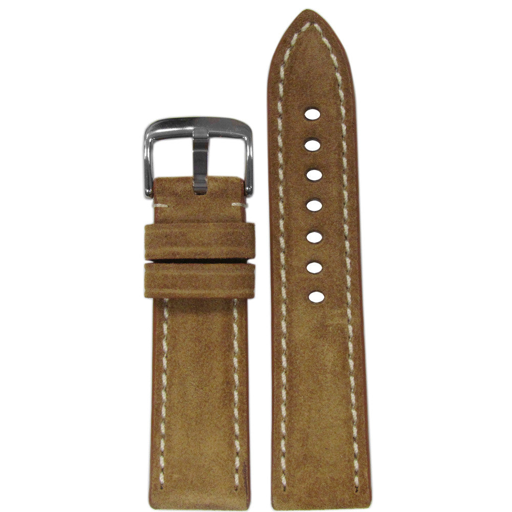 Velours Watch Band | Khaki | White Stitch