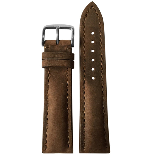 Vintage Leather Watch Band | Light Suede Brown | White Stitch | For Breitling
