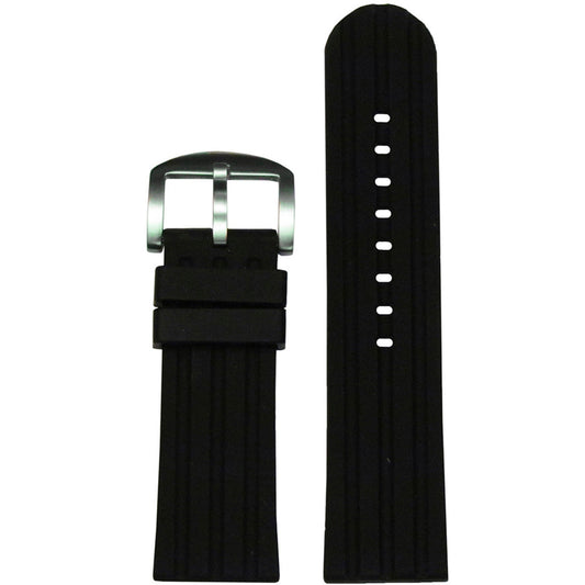 Waterproof Silicone Watch Strap | Stripe | Black | For Breitling