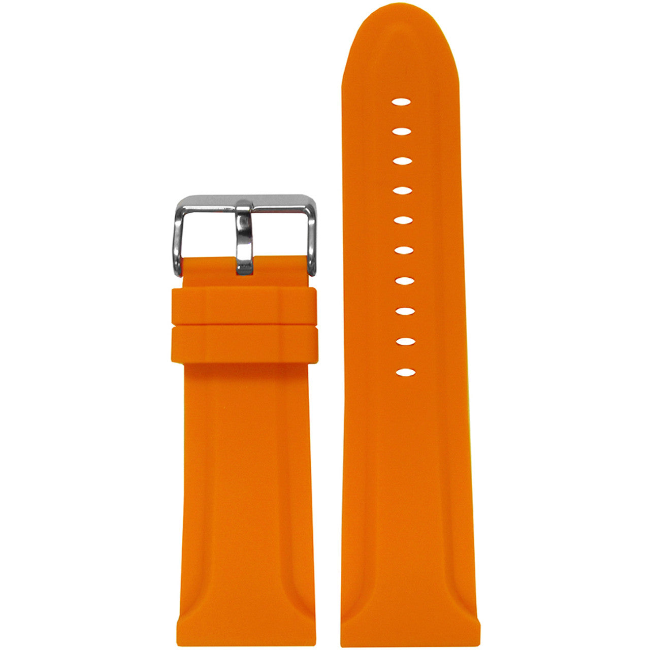 Waterproof Silicone Watch Band | Orange | Beveled Edge | Diver