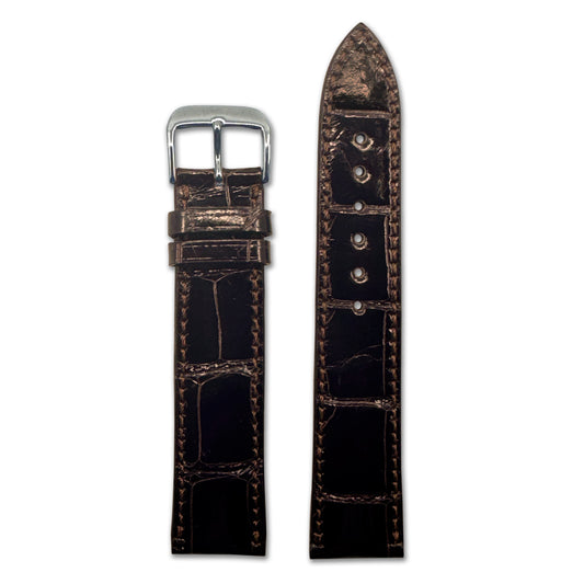 Genuine Alligator Watch Band | Windsor | Glossy Finish | Full Cut | Black